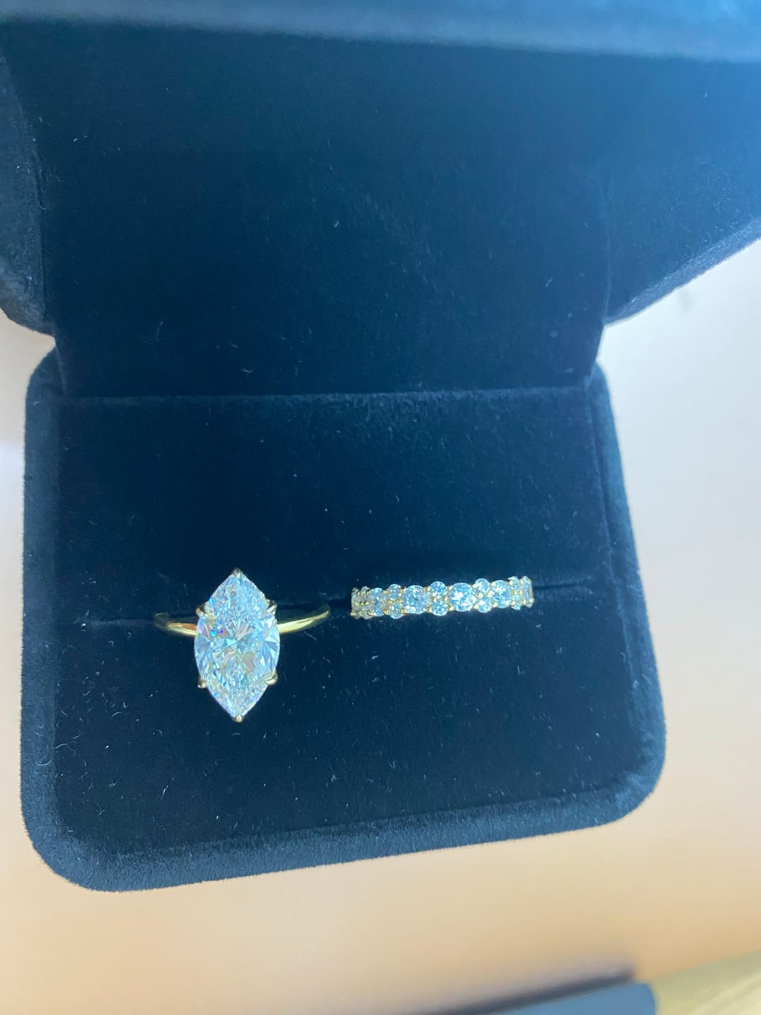 Customer photo review of S925 Special 3.0Ct Marquise Cut Wedding Set Bridal Rings With Wedding Band Travel Rings