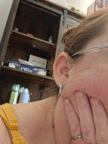 Customer photo review of My Huggies Hoop Earrings