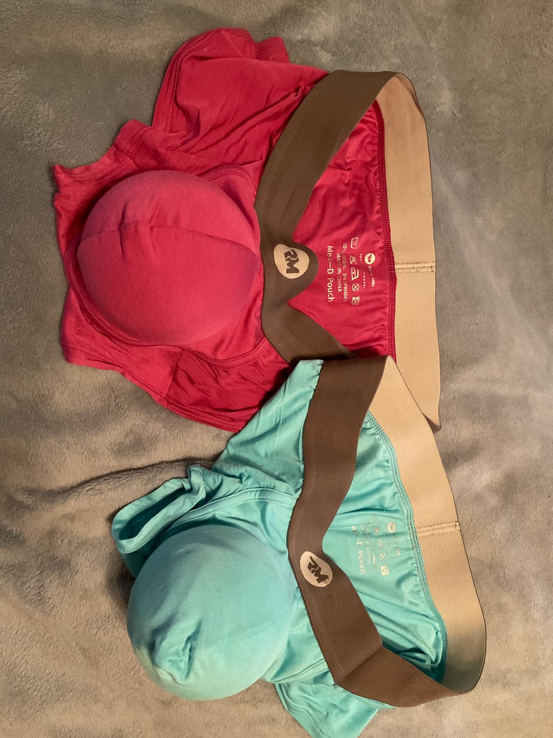 Customer photo review of Modal 3in Boxer Briefs No Fly 3pk Red/Purple/Sky Blue