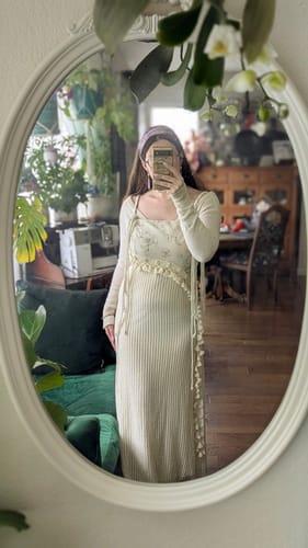 Customer photo review of Jian Xue 见雪 Seeing First Snow New Chinese Style Cotton Empire Dress & Knit Bolero Set