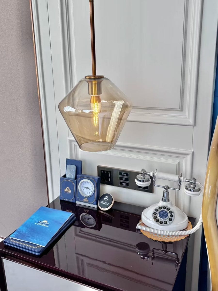 Customer photo review of Modern Minimalist Amber Glass Pendant Light