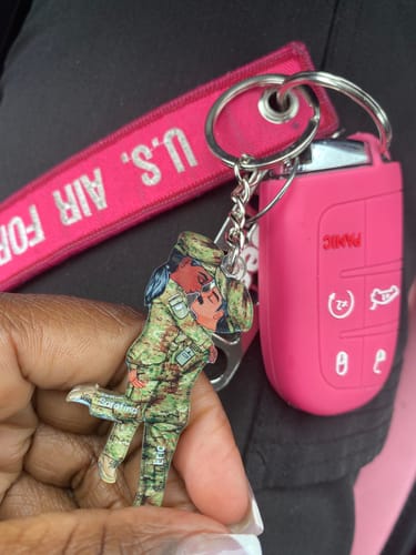 Customer photo review of Personalized Couple Military Acrylic Keychain