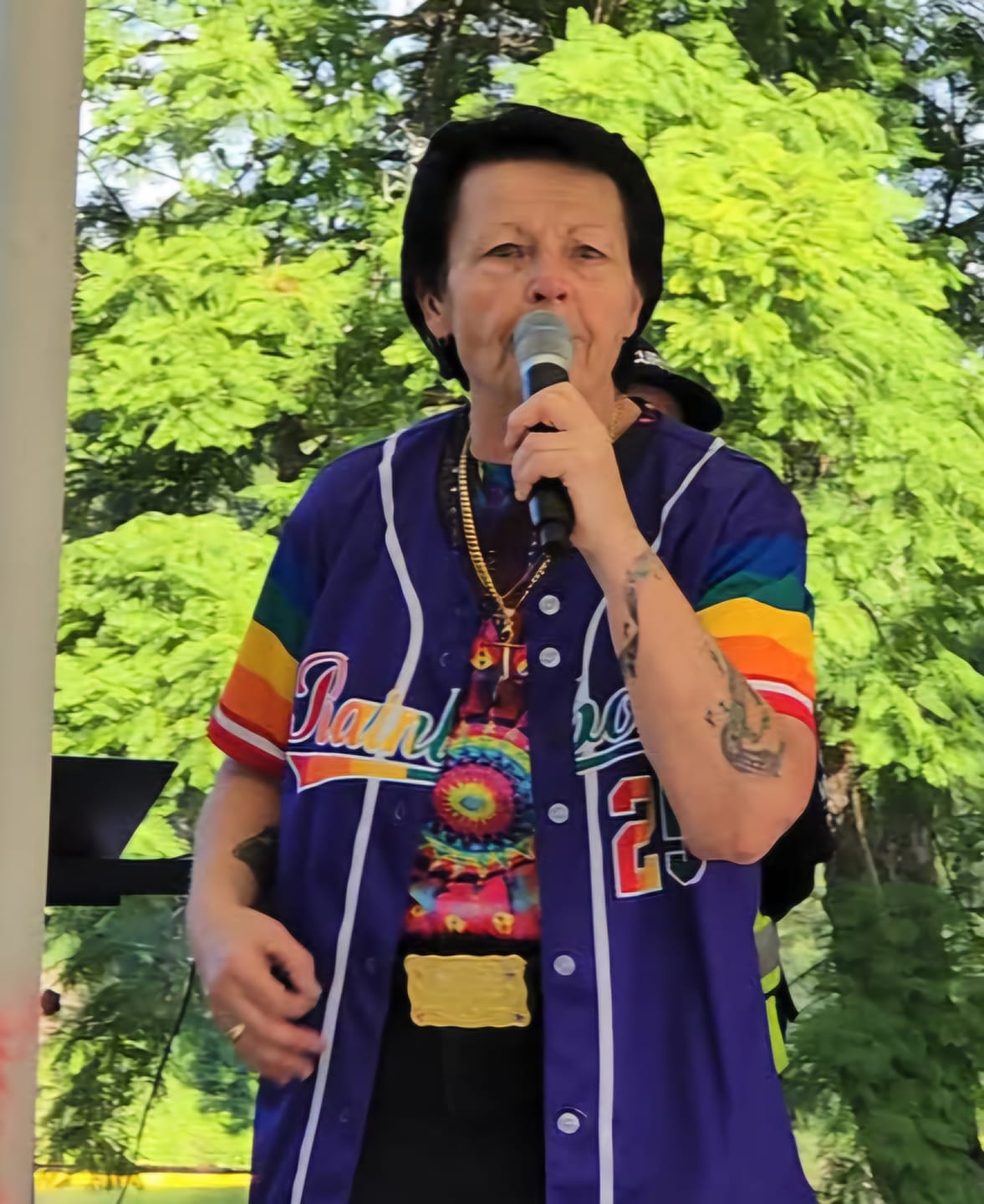 Customer photo review of Custom Black LGBT Rainbow For Pride Month Raglan Sleeves Authentic Baseball Jersey