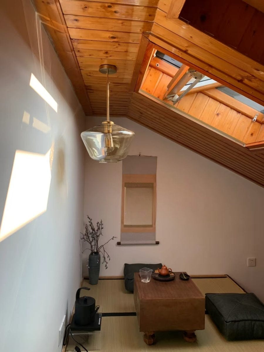 Customer photo review of Modern Minimalist Amber Glass Pendant Light