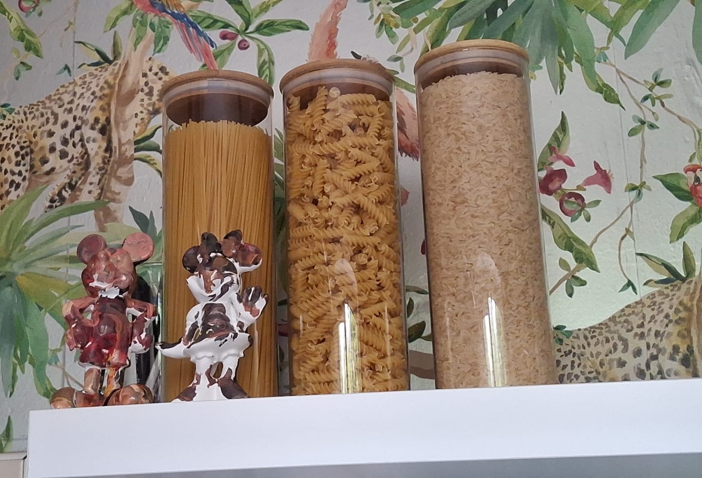 Customer photo review of Set of 3 2000 ML Bamboo Glass Pantry Jars