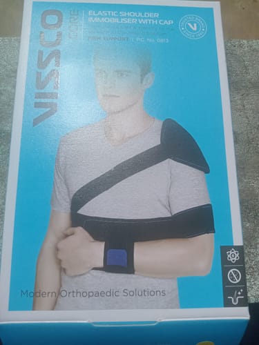 Customer photo review of Elastic Shoulder Immobilizer with Cap (Firm Support) | Stabilizes the Shoulder in Resting Position & Promotes Healing (Black)