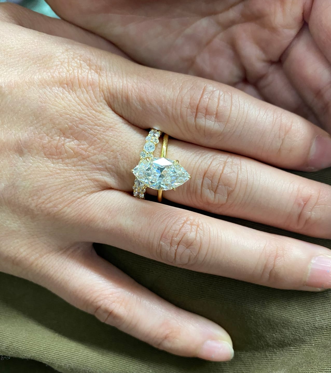 Customer photo review of S925 Special 3.0Ct Marquise Cut Wedding Set Bridal Rings With Wedding Band Travel Rings