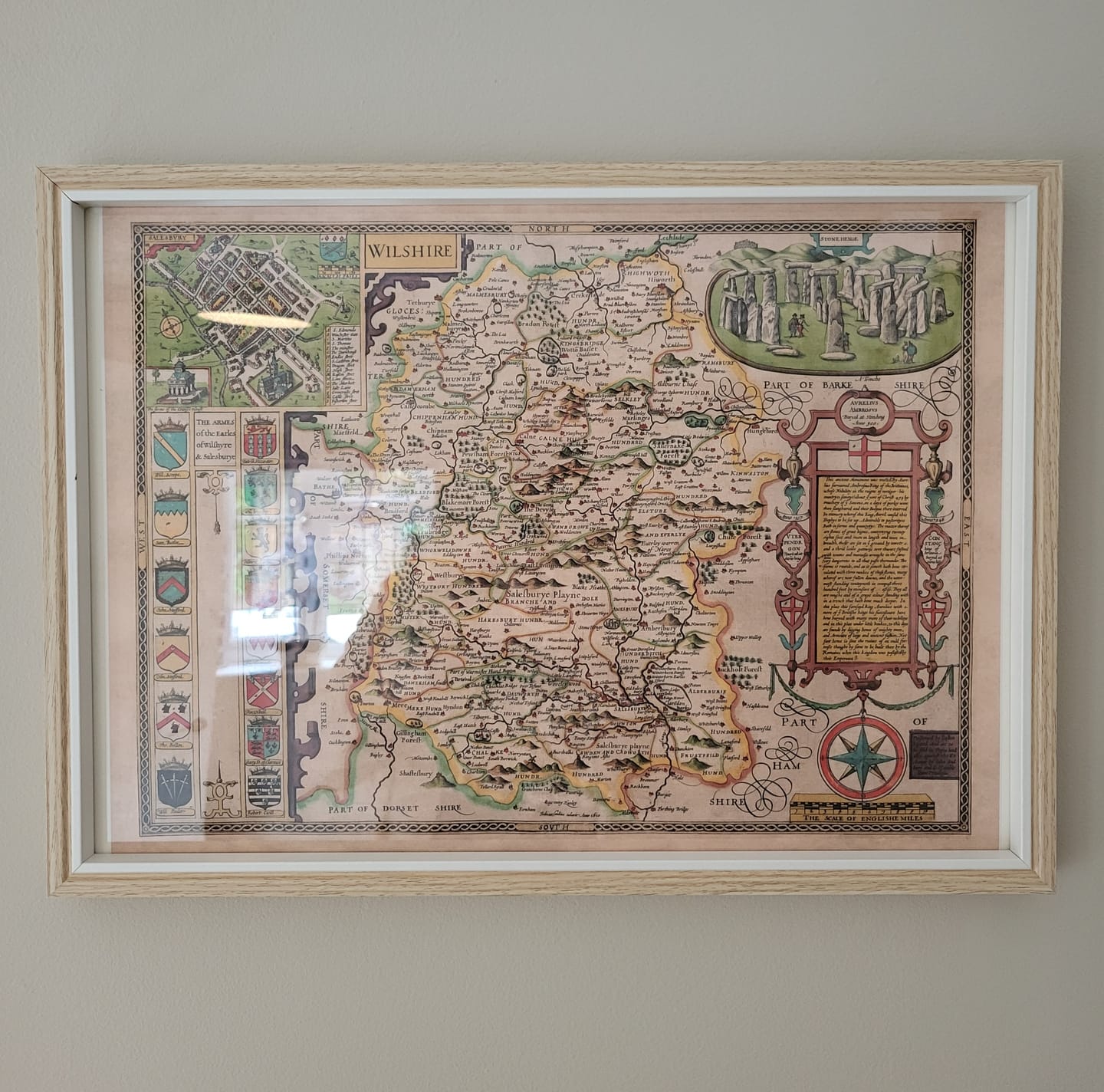 Customer photo review of Old Map of Wiltshire in 1611 by John Speed - Salisbury, Stonehenge, Swindon, Trowbridge