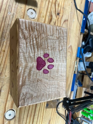 Customer photo review of Dog Bone & Paw Inlay Acrylic Router Template - 5 Designs
