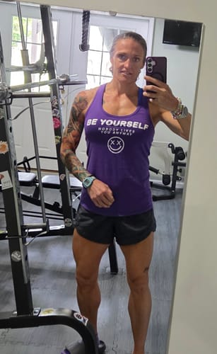 Customer photo review of Ladies "BE YOURSELF, NOBODY LIKES YOU ANYWAY" Racerback Tank