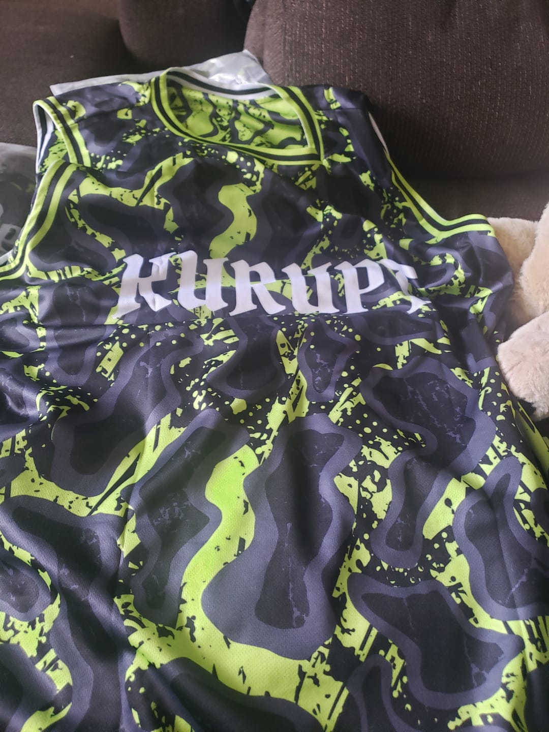 Customer photo review of Custom Reversible Basketball Suit for Adults and Kids Personalized Jersey Black&Neon Green