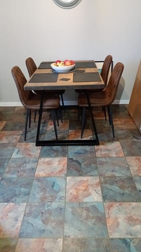 Customer photo review of Industrial Dining Table with Trapezium Leg