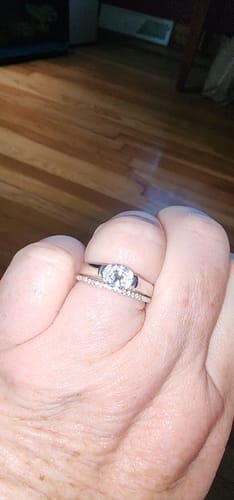 Customer photo review of Solitaire East-West 1.2ct Bezel Oval CZ Ring in Sterling Silver