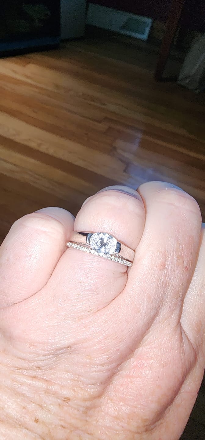 Customer photo review of Solitaire East-West 1.2ct Bezel Oval CZ Ring in Sterling Silver