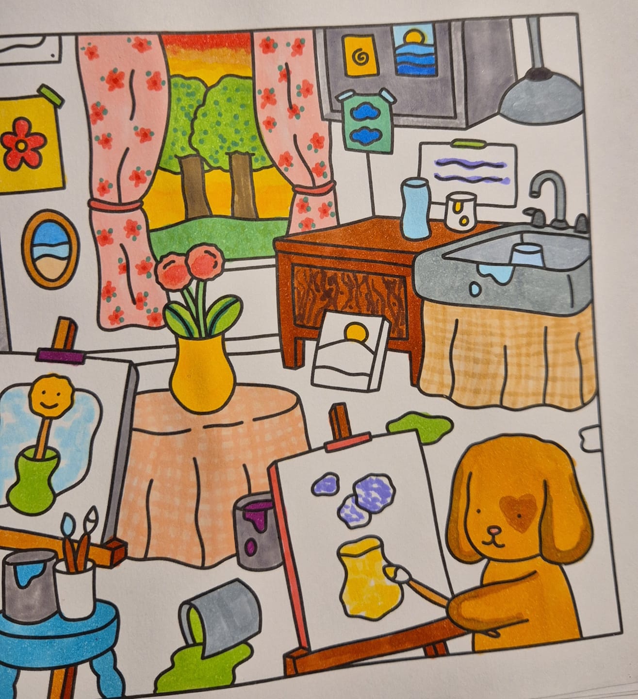 Customer photo review of Ohuhu Pupe Paper-friendly (No Peeling) Brush and Fineliner Dual Tips 60 Colors Water-based Coloring Markers