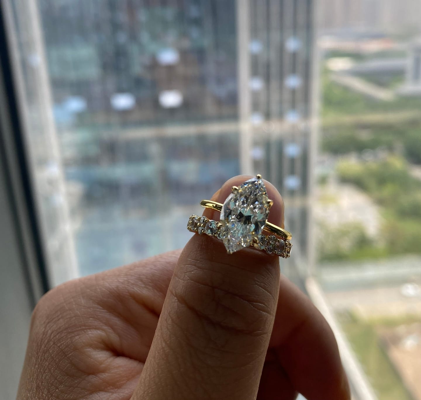 Customer photo review of S925 Special 3.0Ct Marquise Cut Wedding Set Bridal Rings With Wedding Band Travel Rings