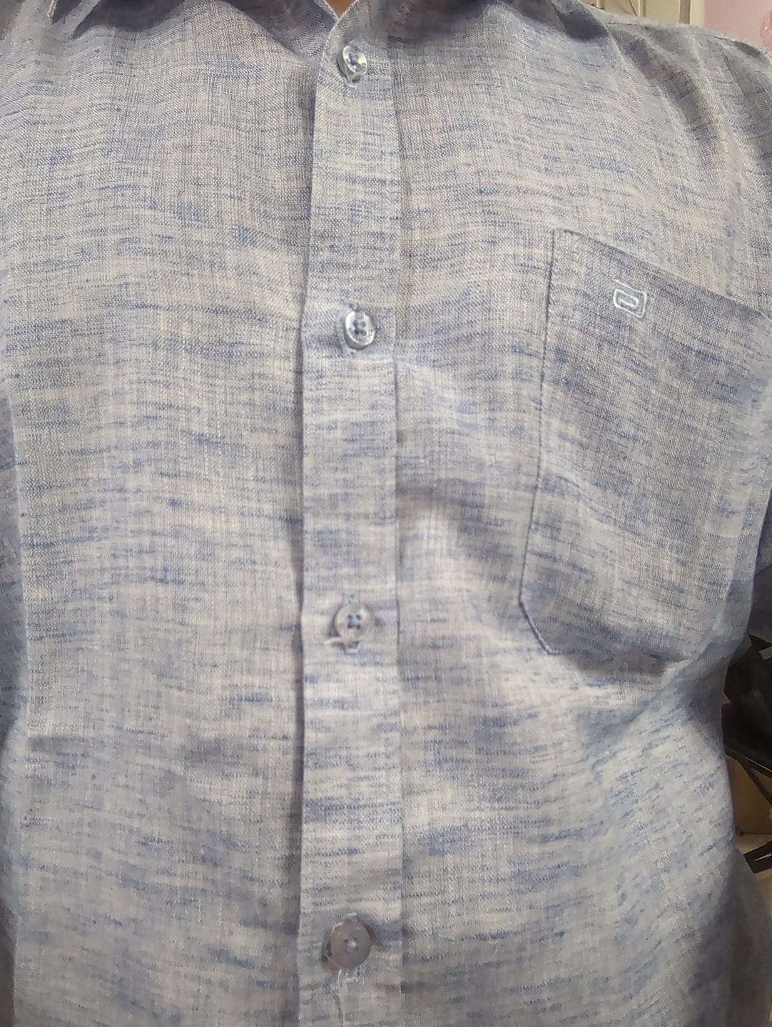 Customer photo review of Linen Feel - Light Blue Formal Shirts For Men | Ariser