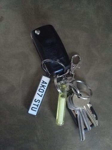 Customer photo review of Personalised Metal Number Plate Keyring