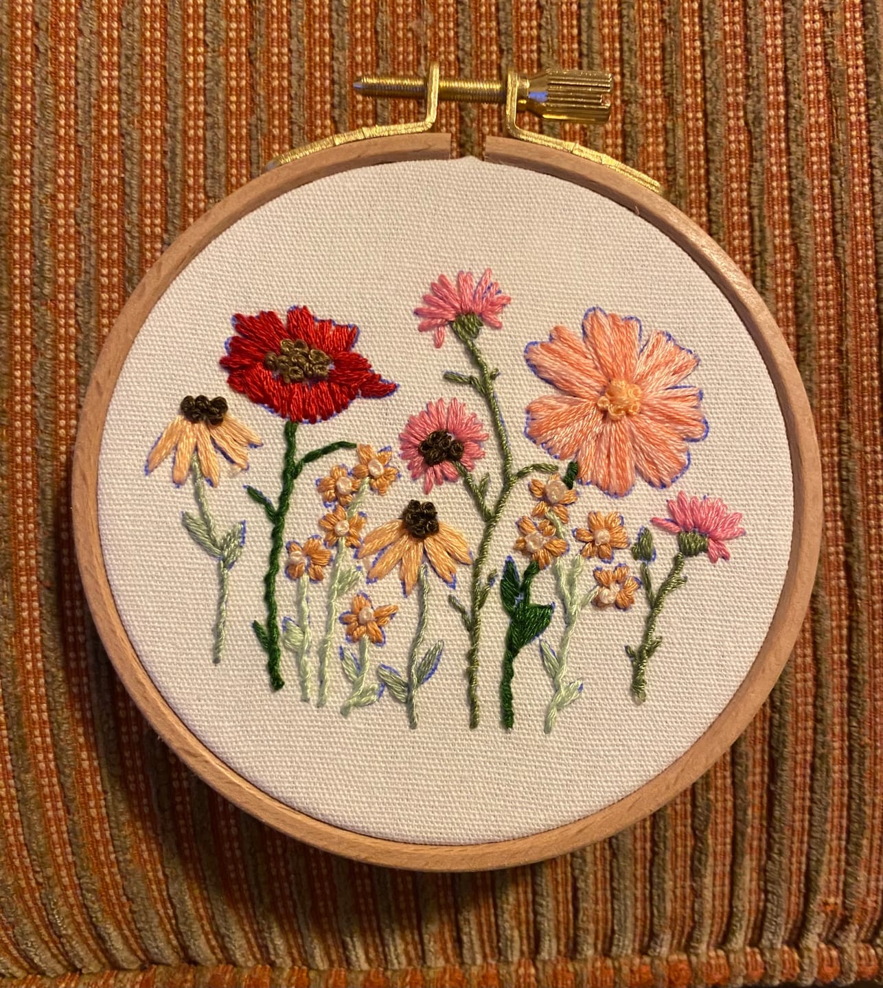 Customer photo review of Pink Wildflowers Embroidery Kit