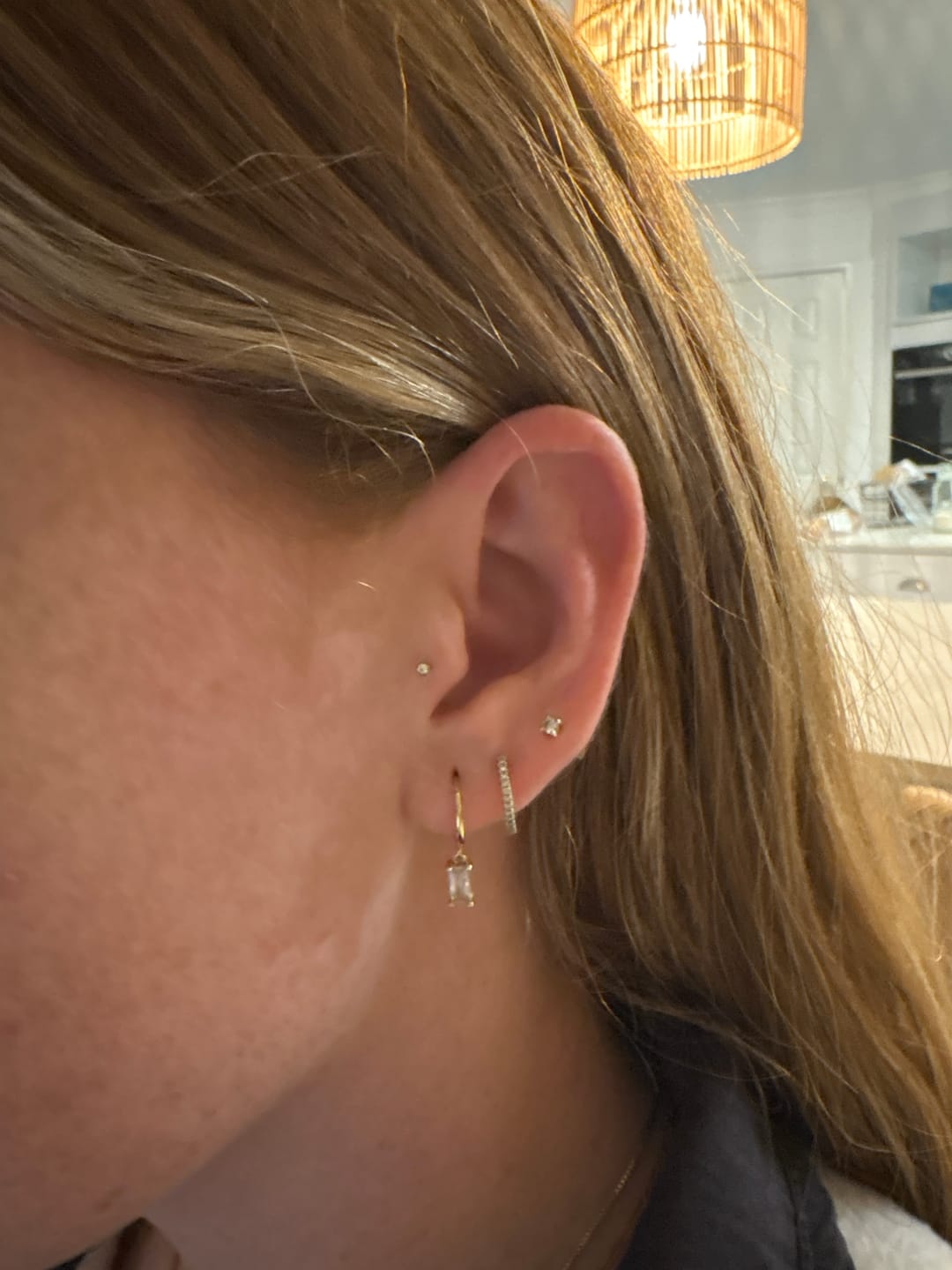 Customer photo review of Baguette Hoop Earrings
