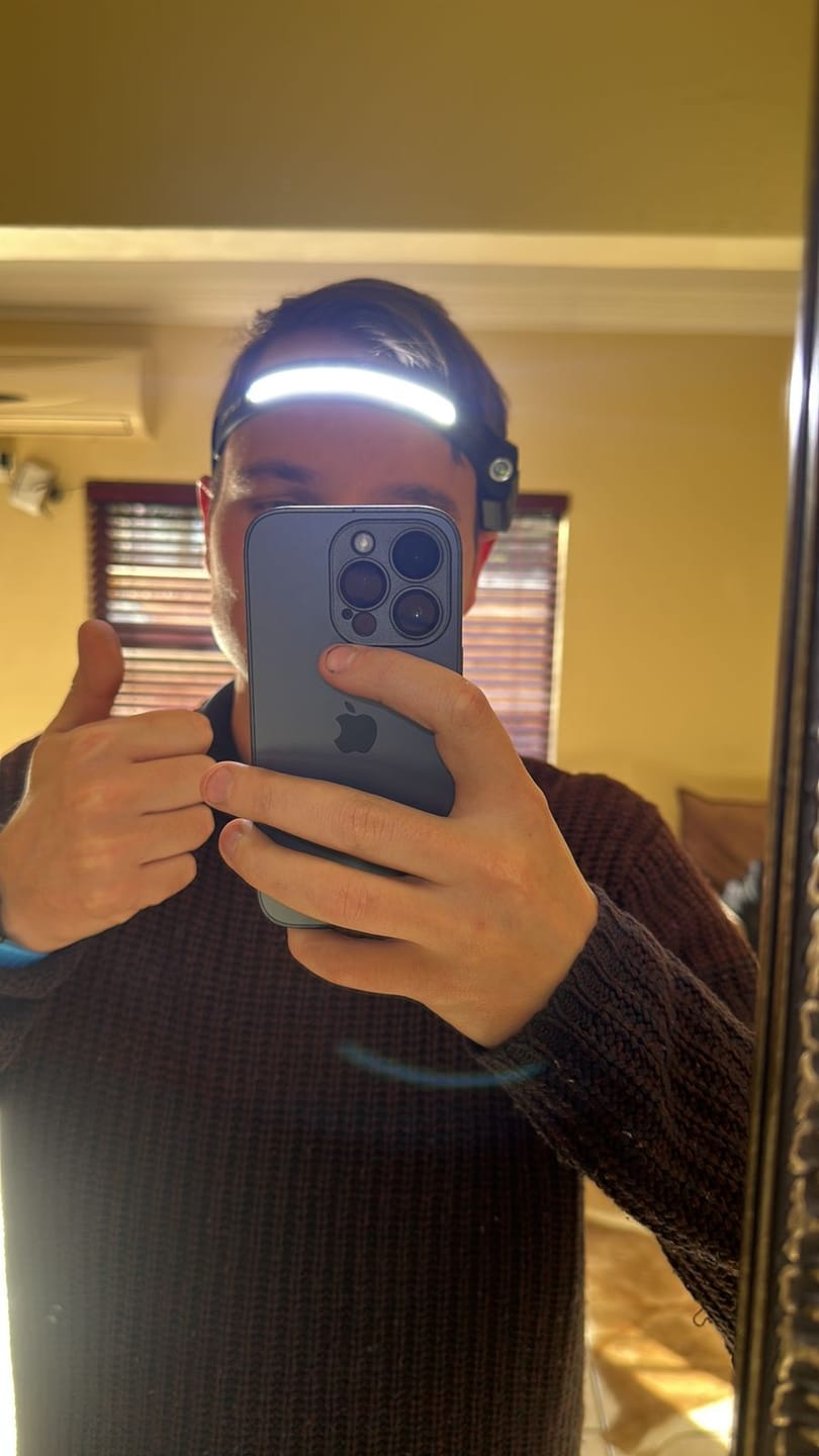 Customer photo review of Lumeo Pro Premium Headlamp SPECIAL OFFER.
