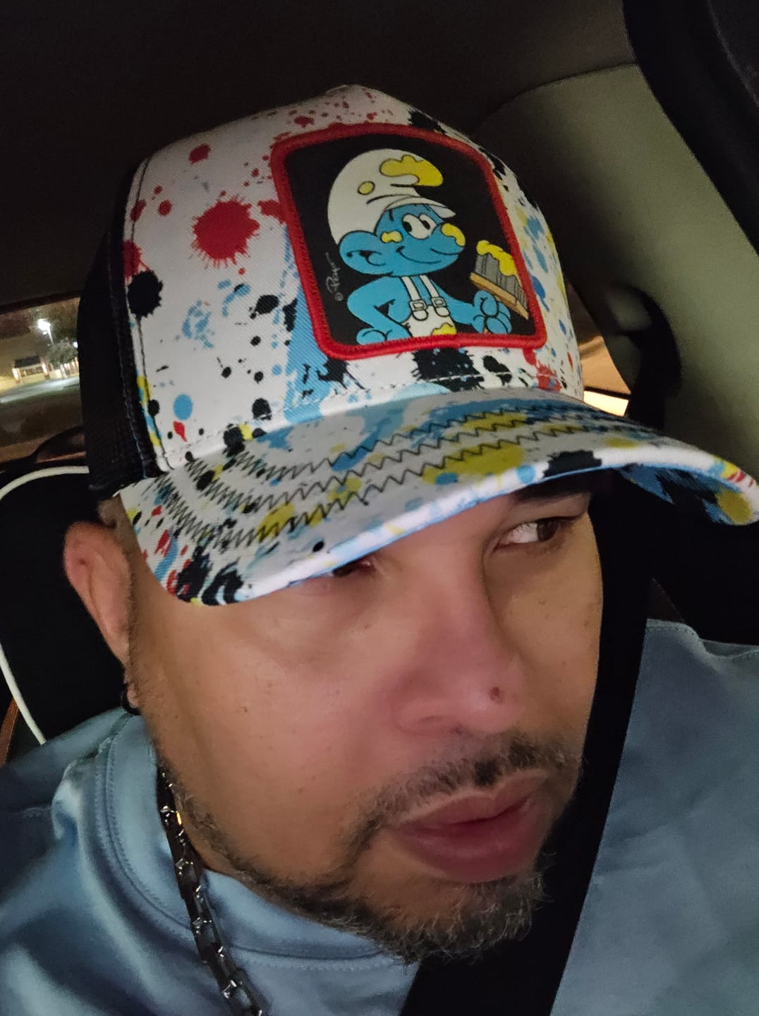 Customer photo review of OVERLORD X Smurfs: Painter Smurf Trucker Cap