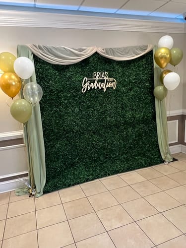 Customer photo review of 8x8ft Green Artificial Hedge Wall Backdrop for Wedding, Baby Shower, Jungle Wild Theme Party