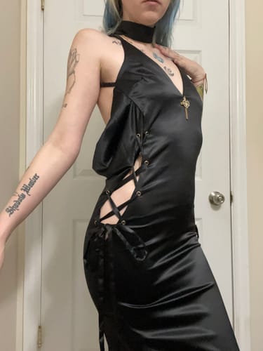 Customer photo review of Gold Drip Nun Chain Dress - CL