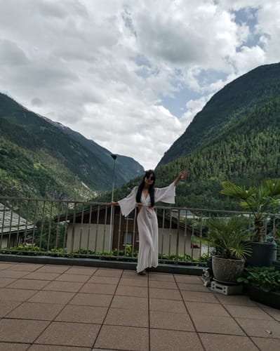 Customer photo review of AURORA DRESS - BONE WHITE