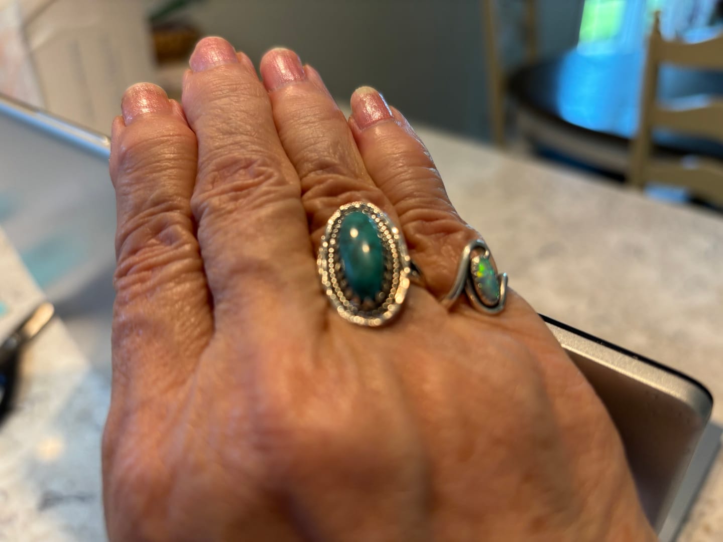 Customer photo review of Southwestern Style Real Turquoise Ring Sterling Silver