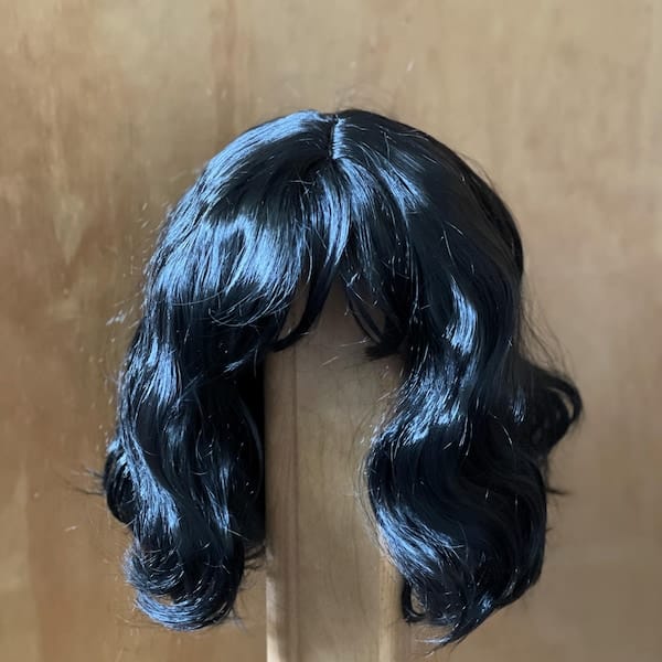 Customer photo review of Women Black Short Curly Cute Bob Fringe Bangs Wig