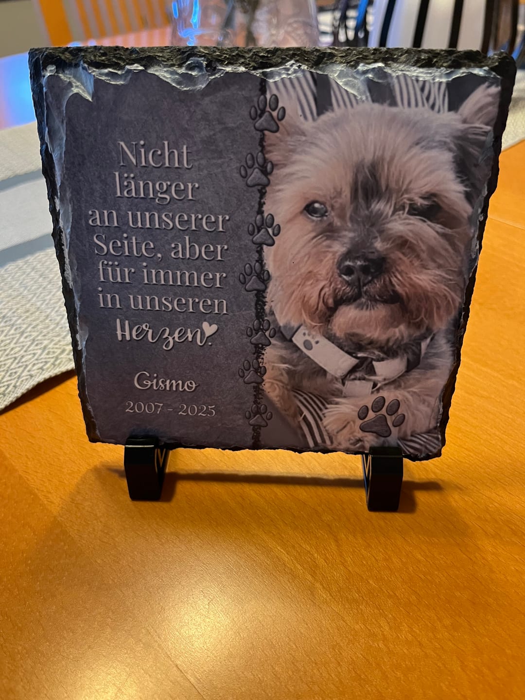 Customer photo review of Für immer im Herzen - Individuelle Schieferplatte