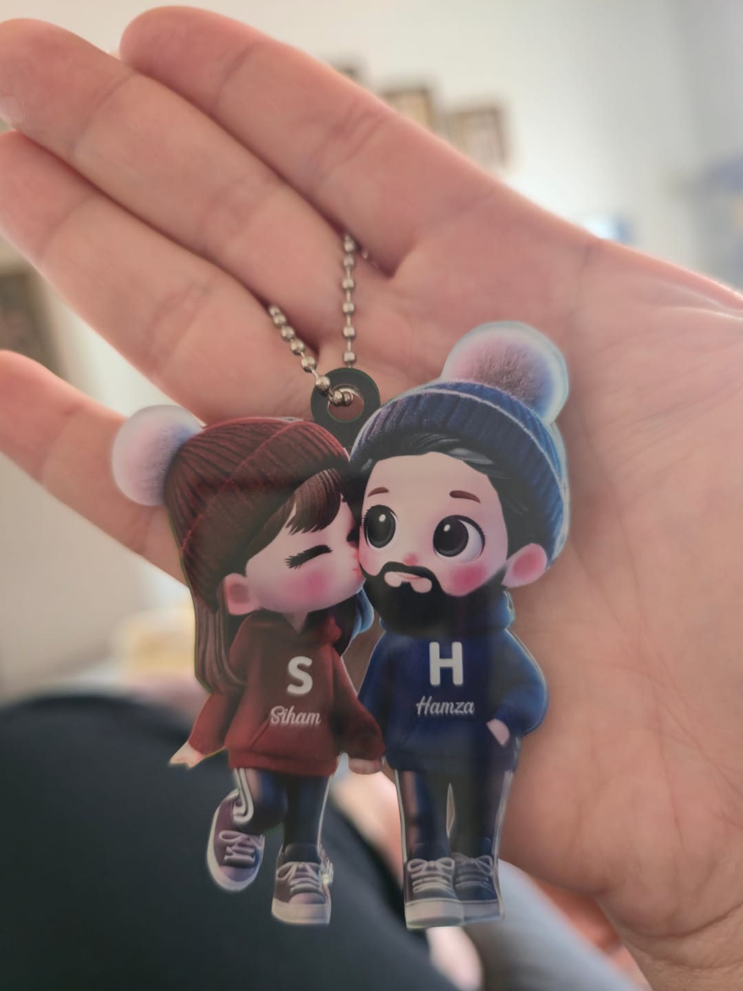 Customer photo review of Cute Cartoon Couple Walking Personalized Ornament