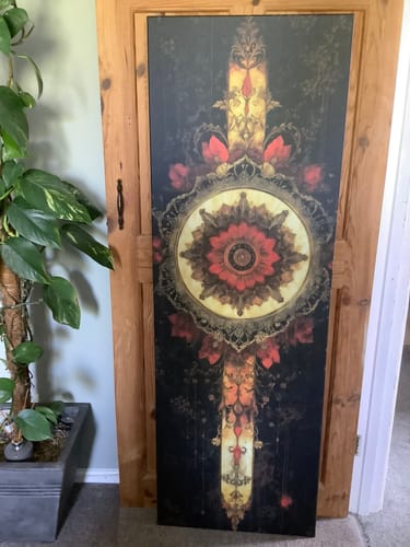 Customer photo review of Vertical Narrow Black Beige Red Boho Tapestry Framed Canvas Wall Decor
