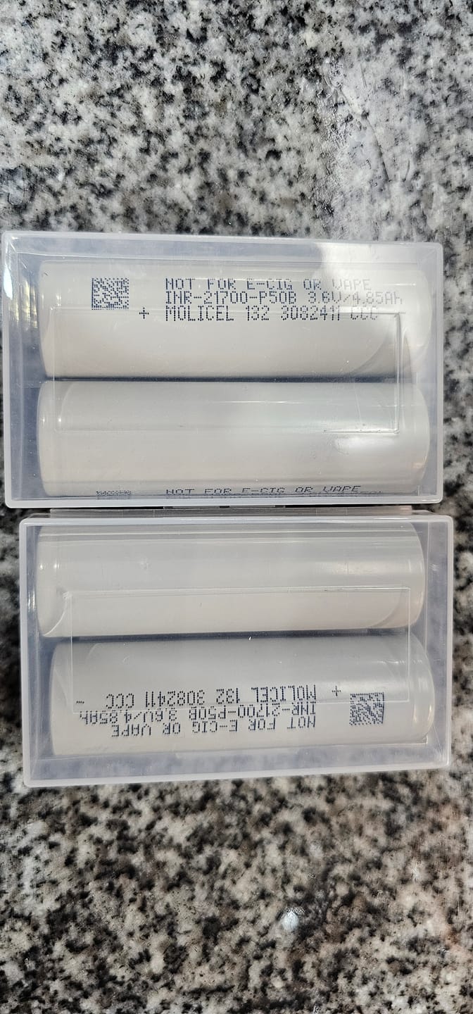 Customer photo review of Molicel P50B 21700 5000mAh 60A Battery