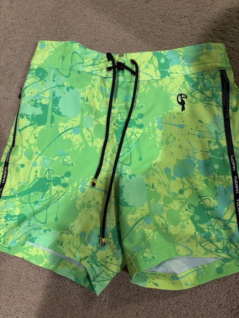 Customer photo review of Splatter Swim Shorts Green - 5"