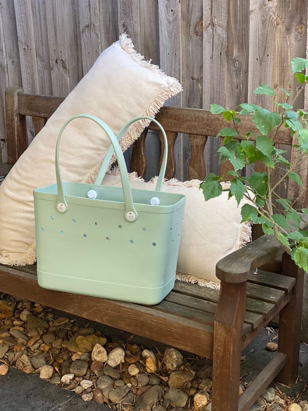Customer photo review of Maxi Tribe Bag in Sea Glass