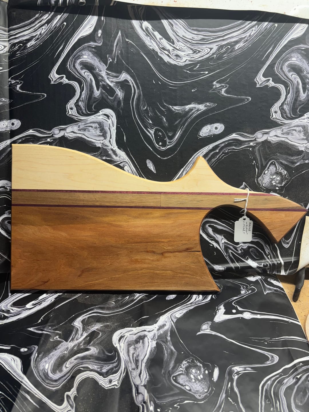 Customer photo review of 18x8.9" Funky Cleaver Serving Board Acrylic Router Template