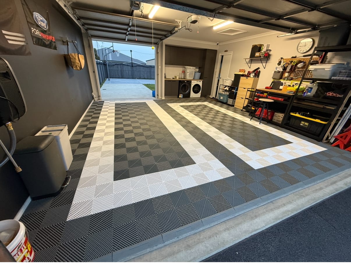 Customer photo review of Modular Interlocking Garage Flooring Tiles