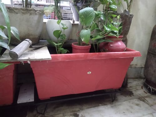 Customer photo review of United Crafts Indoor & Outdoor Rectangle Heavy Flower Pot Stand