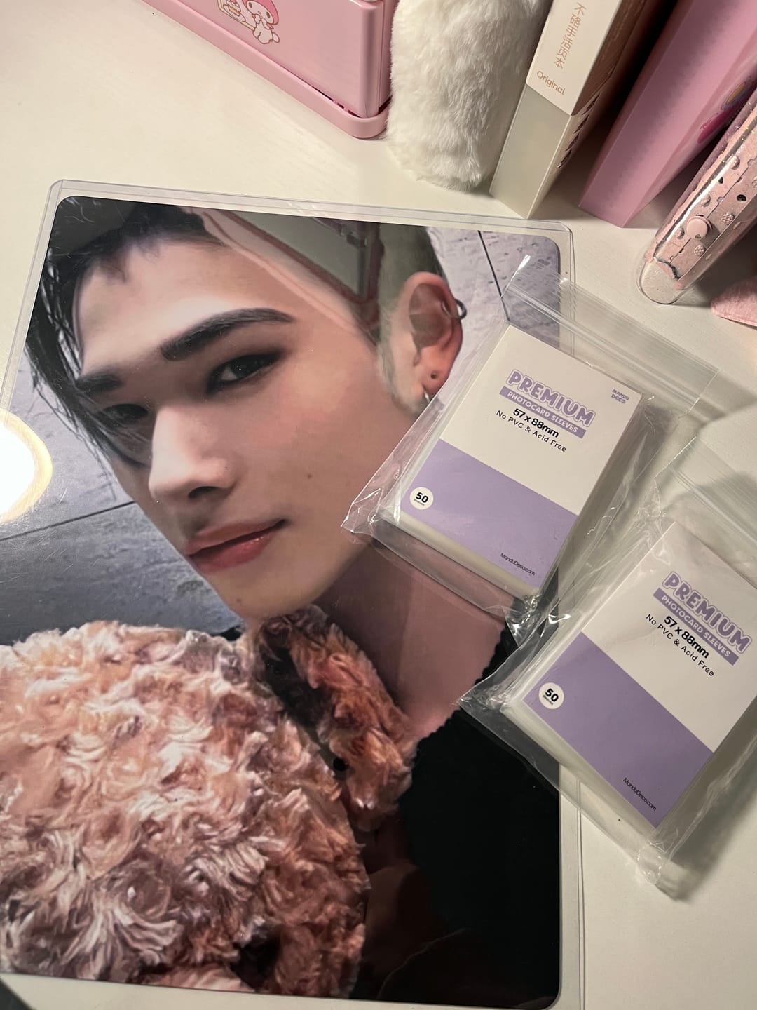 Customer photo review of PREMIUM PHOTOCARD SLEEVES - PURPLE VERSION (57x88MM)