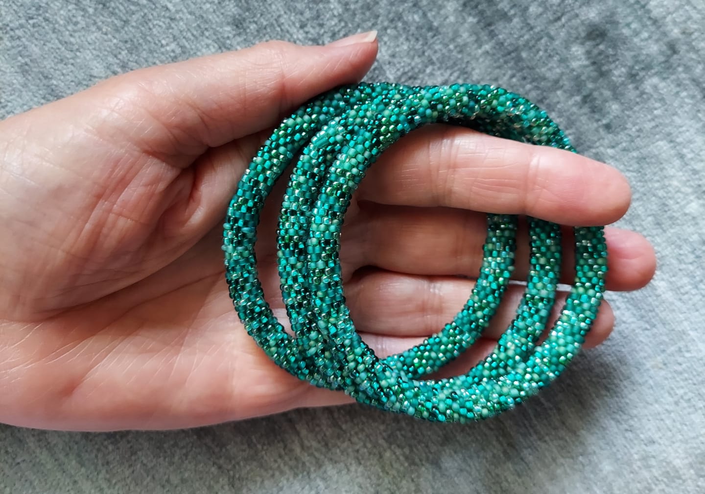 Customer photo review of Matte Meets Gleaming Green Confetti