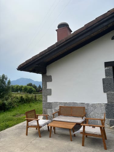 Customer photo review of TEMUCO - Salon de jardin en rotin et bois massif beige