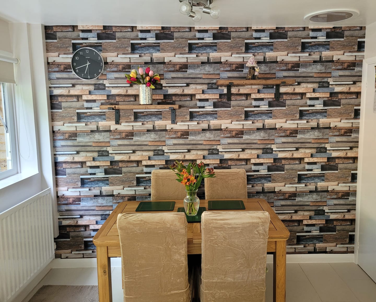 Customer photo review of Chunky Rustic Wooden Wall Shelves with Industrial Style Bracket | 22.5cm depth