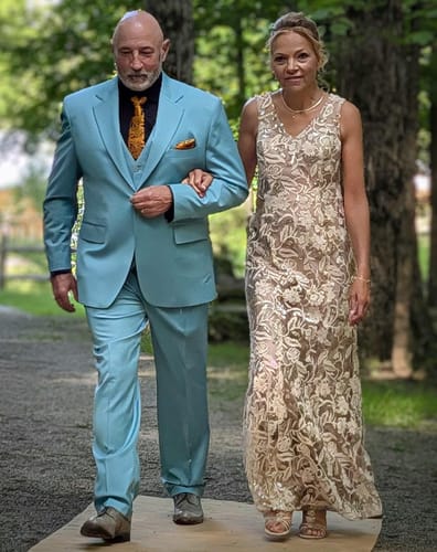 Customer photo review of Barry Wang Burnt Orange Necktie Paisley Tie Handkerchief Cufflinks Set