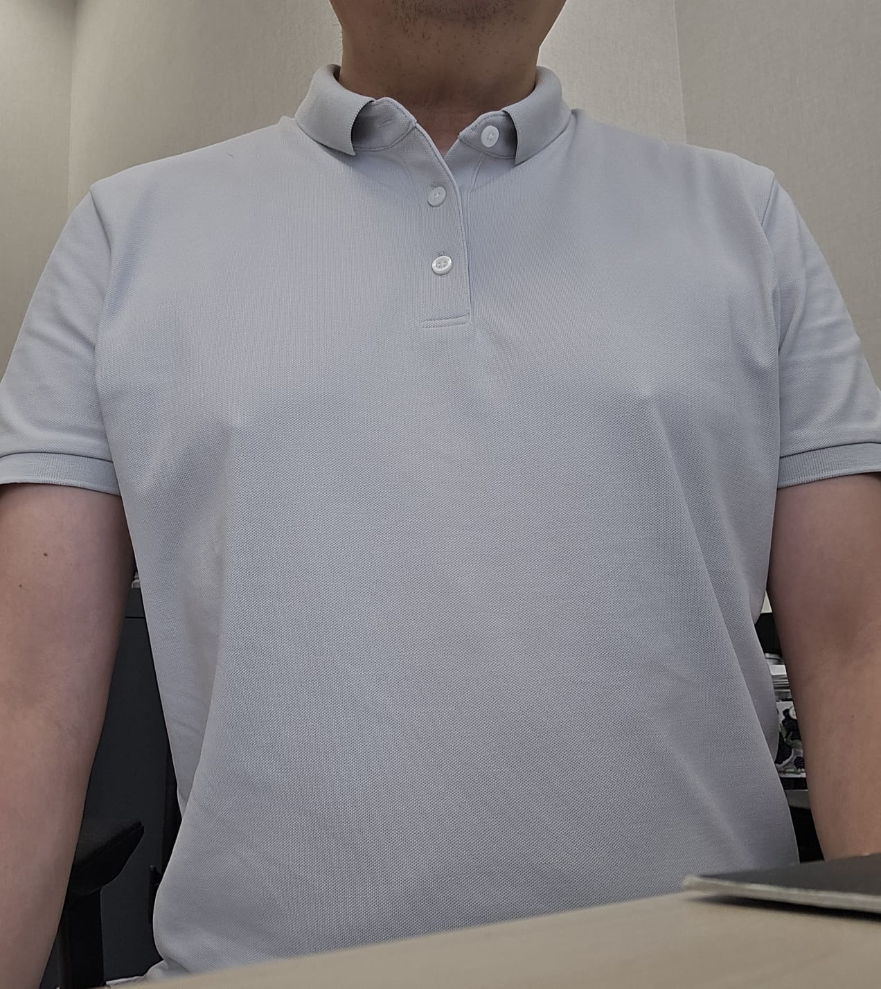 Customer photo review of VISDRY™ 3-Button Pique Polo | Light Grey GYFL01