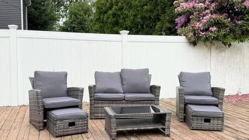 Customer photo review of Homrest 6 Pcs Patio Furniture Set with Ottoman and Storage Table, Dark Gray