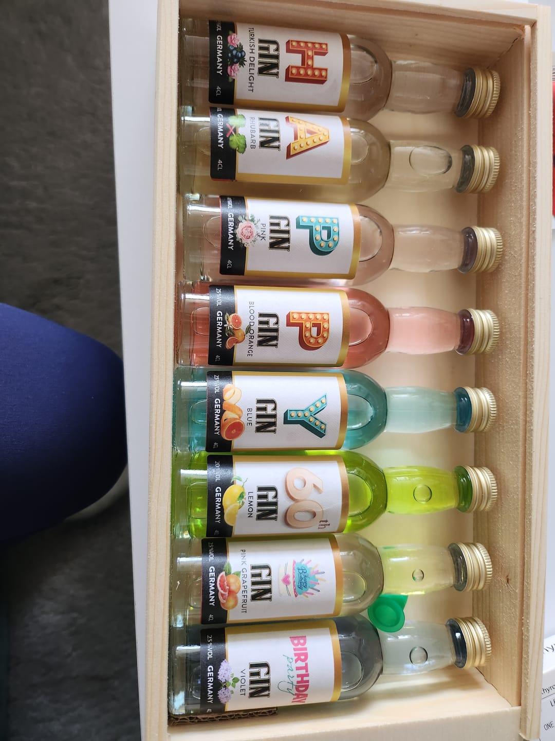 Customer photo review of Happy 60th Birthday Gin Selection Gift Set - 8 Gin Flavour Varieties - (Pack of 8)
