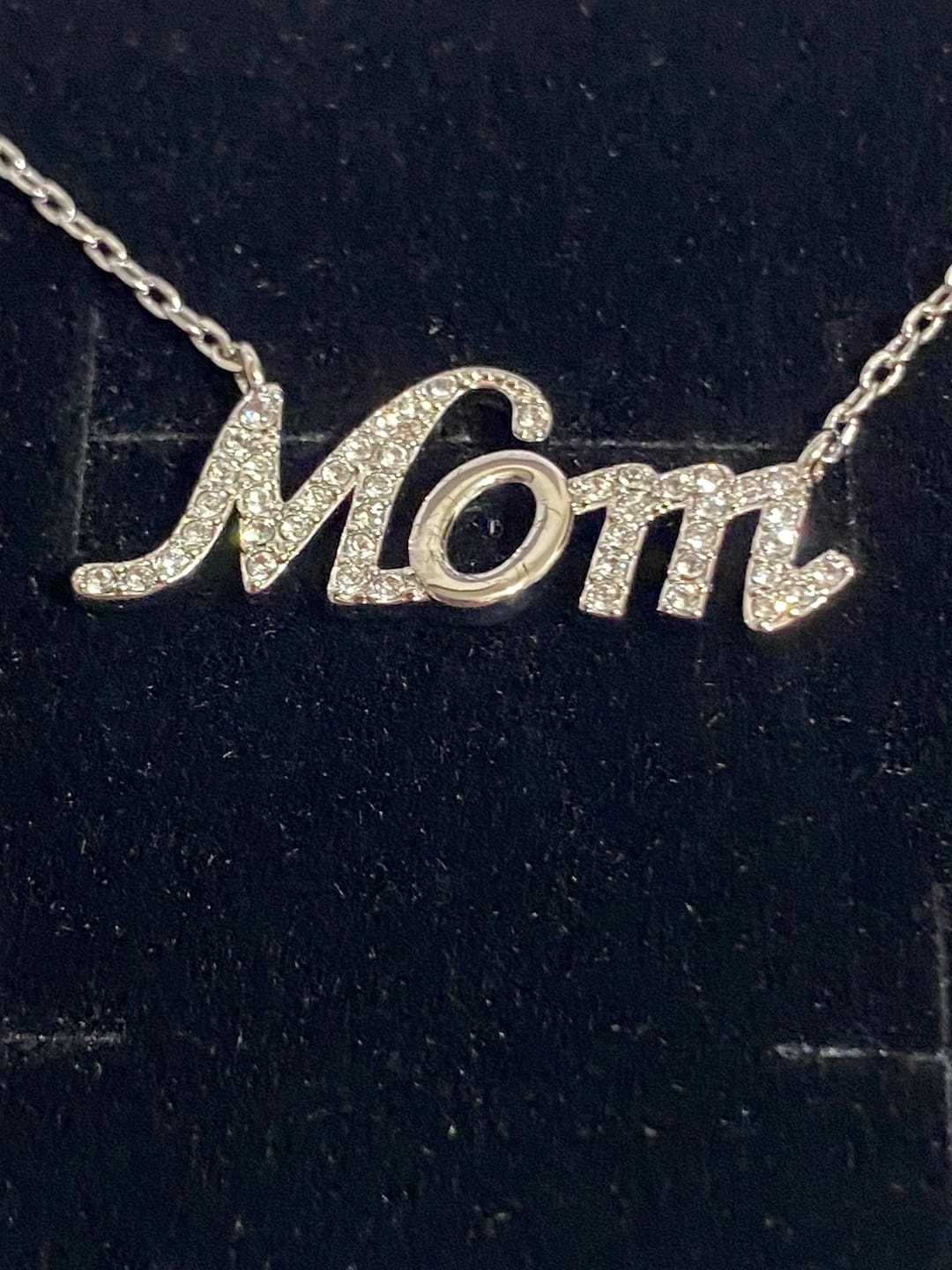 Customer photo review of Riley 18k White Gold Plated Mom Necklace with Swarovski Crystals