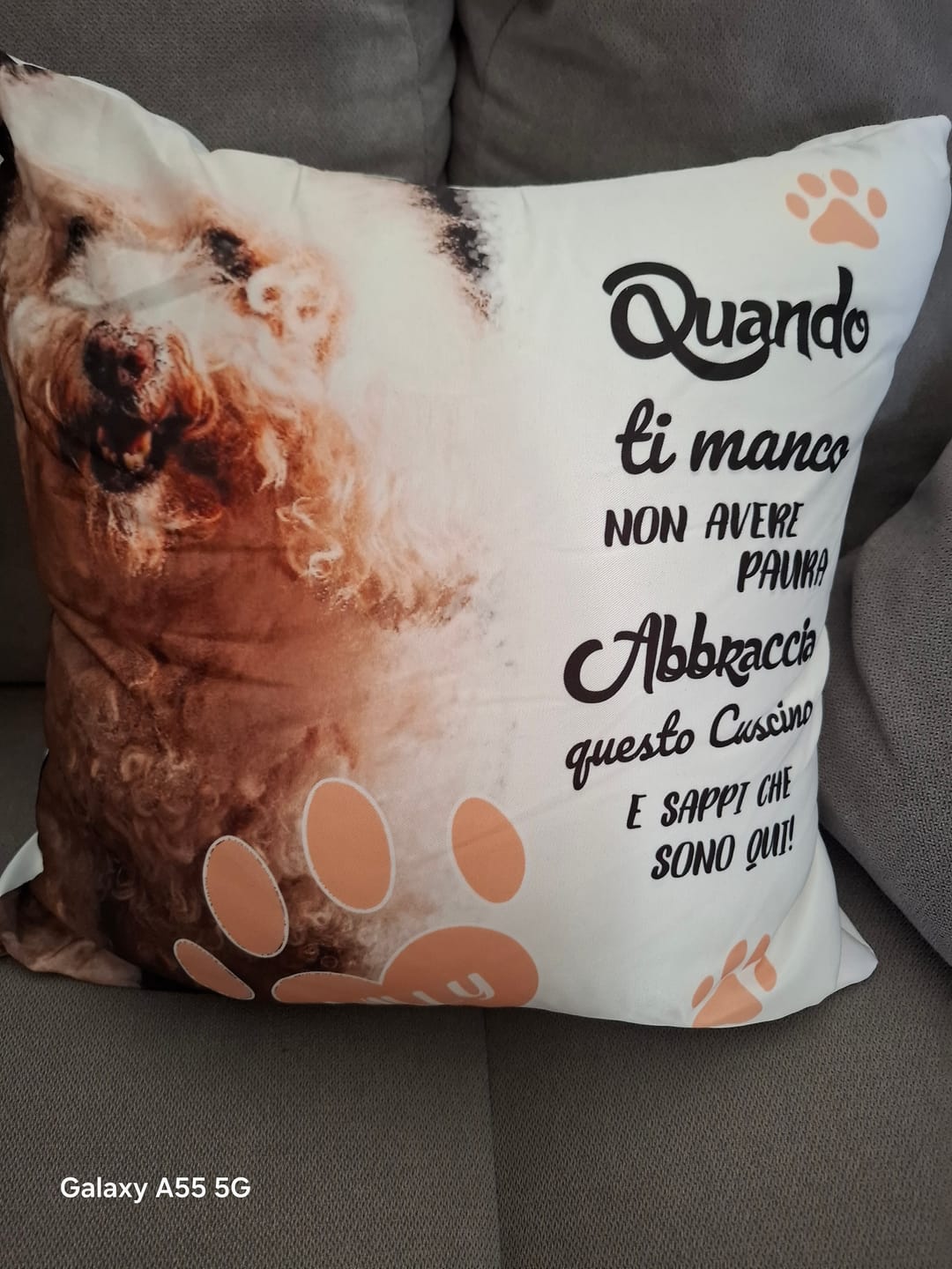 Customer photo review of Quando ti manco - Cuscino personalizzato